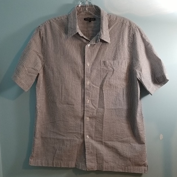 George classics mens white and gray short sleeve button up Medium - Picture 1 of 10